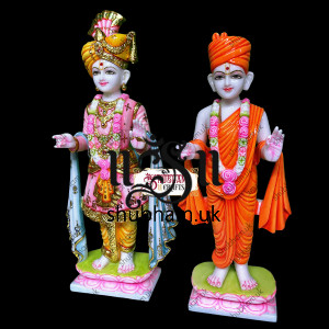 Handmade God Akshar Purushottam - Marble Swami Narayan Statue Idol UK Handmade God Akshar Purushottam - Marble Swami Narayan Statue Idol UK