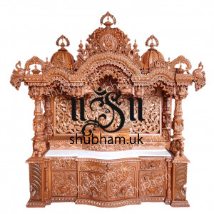Intricate Hand Carved Wooden Temple for home
