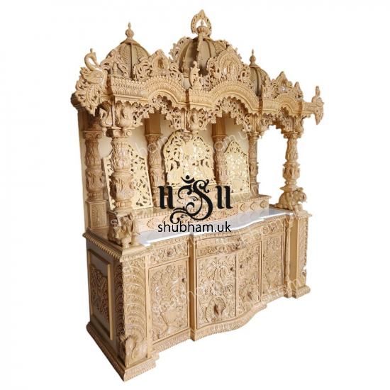 Ganeshji Design Sevan Wood Puja Mandir Wooden Temple UK