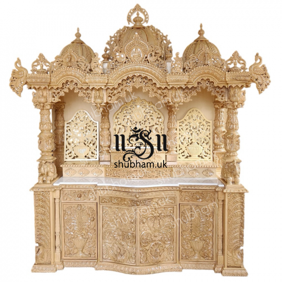 Ganeshji Design Sevan Wood Puja Mandir Wooden Temple UK