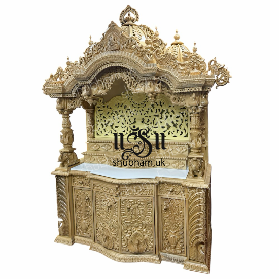 Beautiful Wooden Indian Home Mandir with high drawer UK