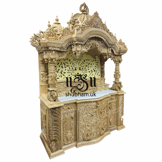 Beautiful Wooden Indian Home Mandir with high drawer UK
