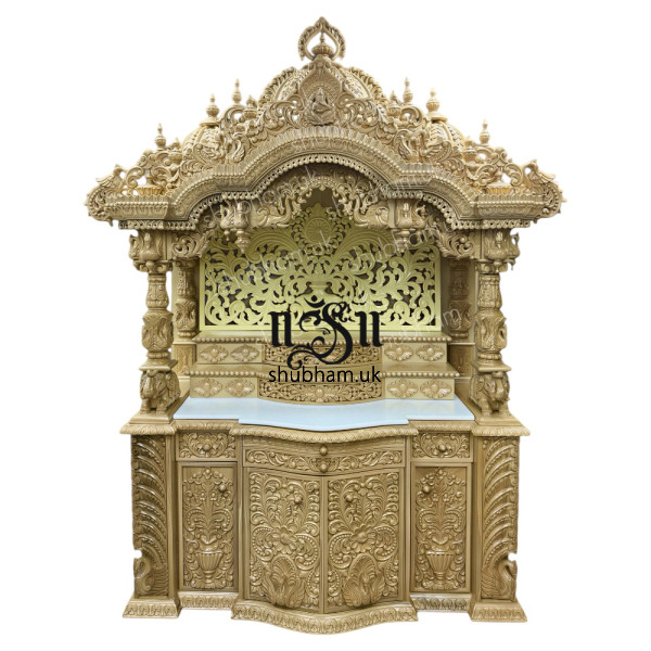 Beautiful Wooden Indian Home Mandir with high drawer UK
