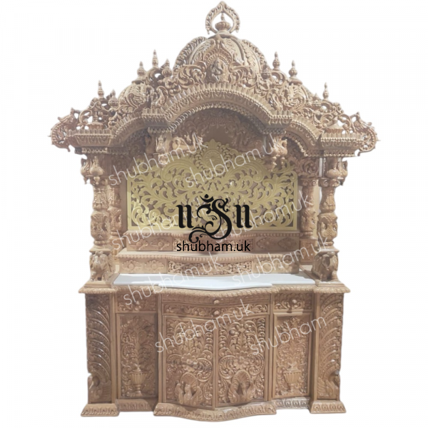 Beautiful Wooden Indian Home Mandir with high drawer UK