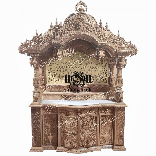 Beautiful Wooden Indian Home Mandir with high drawer UK