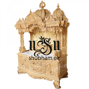 Elegant Sevan Wood Temple for Home with Elephants in Legs Design