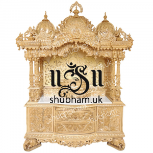 Elegant Sevan Wood Temple for Home with Elephants in Legs Design