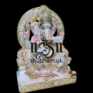 Super fine Pure White Vietnam Marble Ganesh Ji Statue