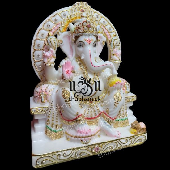 Super fine Pure White Vietnam Marble Ganesh Ji Statue