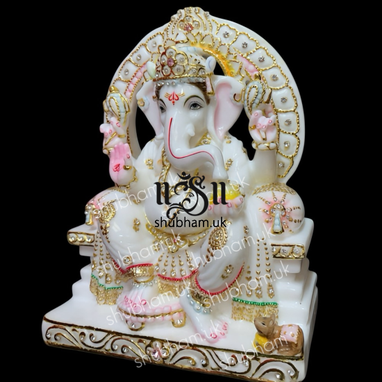 Super fine Pure White Vietnam Marble Ganesh Ji Statue