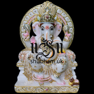 Super fine Pure White Vietnam Marble Ganesh Ji Statue