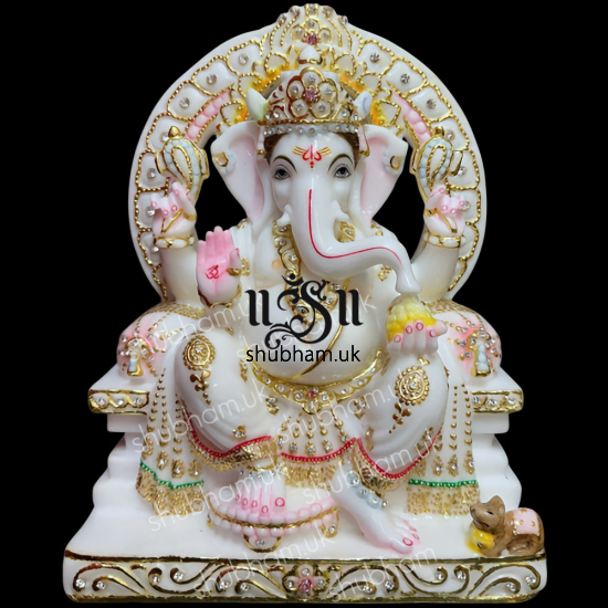 Super fine Pure White Vietnam Marble Ganesh Ji Statue