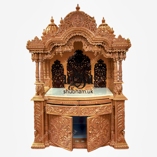 Sewan Wood Teak Brown Colour Wooden Temple for Home