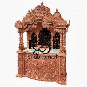 Sewan Wood Teak Brown Colour Wooden Temple for Home