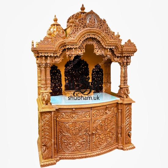 Sewan Wood Teak Brown Colour Wooden Temple for Home