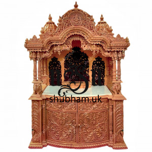 Sewan Wood Teak Brown Colour Wooden Temple for Home