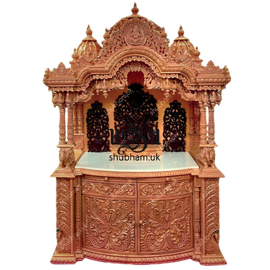 Sewan Wood Teak Brown Colour Wooden Temple for Home