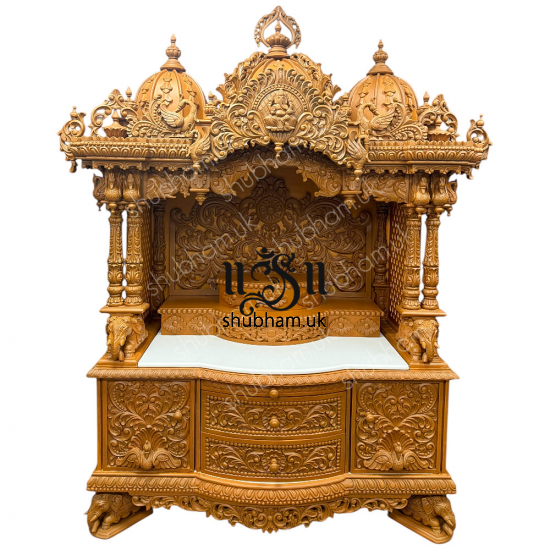 Intricate Hand Carved Wooden mandir for Home