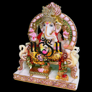 God of beginnings, Ganesh Ji Peacock Seat Marble Statue - 12 inch God of beginnings, Ganesh Ji Peacock Seat Marble Statue - 12 inch