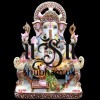 God of beginnings, Ganesh Ji Peacock Seat Marble Statue - 12 inch