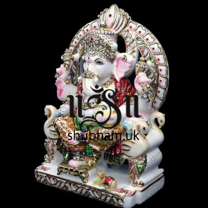 God Ganapati seated on Peacock Sinhasan - 15 inch God Ganapati seated on Peacock Sinhasan - 15 inch