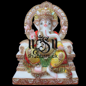 God Ganapati seated on Peacock Sinhasan - 15 inch