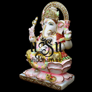Classic Ganesh ji Seated on Lotus Flower - 18 inch