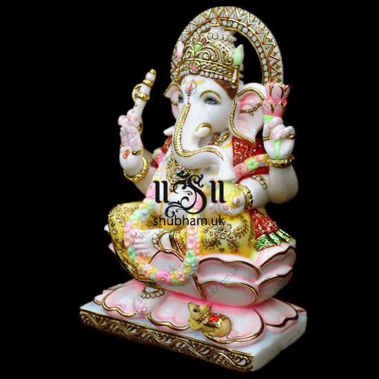 Classic Ganesh ji Seated on Lotus Flower - 18 inch Classic Ganesh ji Seated on Lotus Flower - 18 inch