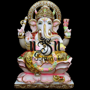 Classic Ganesh ji Seated on Lotus Flower - 18 inch
