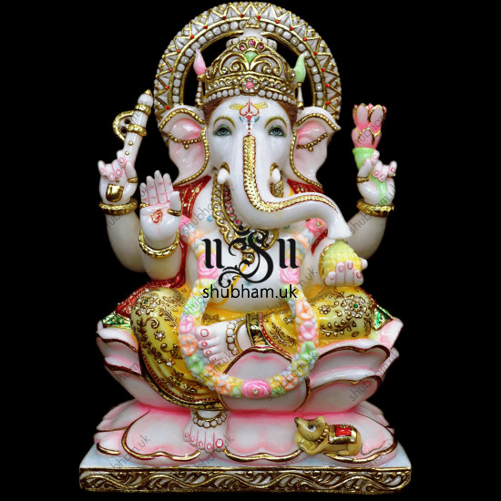 Classic Ganesh ji Seated on Lotus Flower - 18 inch Classic Ganesh ji Seated on Lotus Flower - 18 inch