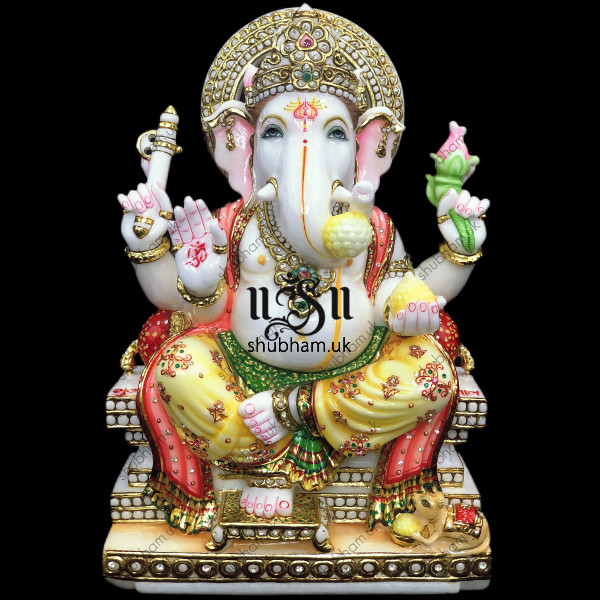 Beautiful White Marble Ganesh ji Murti UK - 18 inch Beautiful White Marble Ganesh ji Murti UK - 18 inch