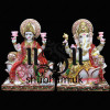 Hindu God Ganesh Ji and Laxmi Mata Seated on Lotus - 15 inch