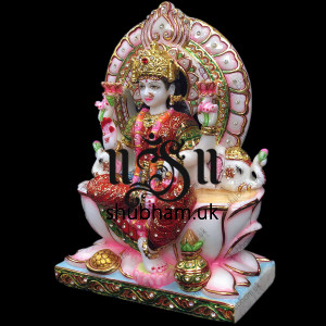 Elegant Crafted Laxmi Mata Seated on Beautiful Sinhasan - 13 inch Elegant Crafted Laxmi Mata Seated on Beautiful Sinhasan - 13 inch