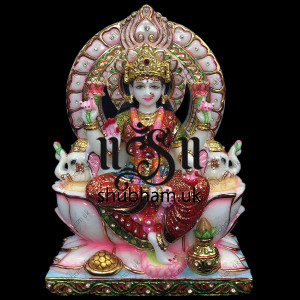 Elegant Crafted Laxmi Mata Seated on Beautiful Sinhasan - 13 inch