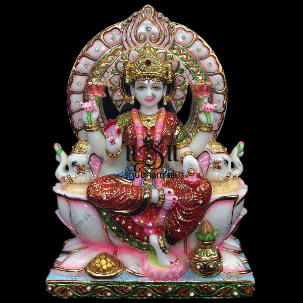 Elegant Crafted Laxmi Mata Seated on Beautiful Sinhasan - 13 inch