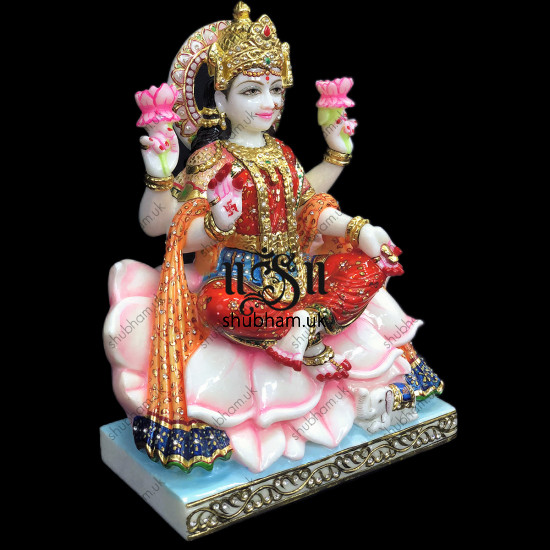 Buy Goddess of Wealth Laxmi Mata White Marble Statue - 15 inch