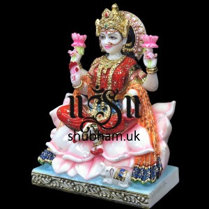 Buy Goddess of Wealth Laxmi Mata White Marble Statue - 15 inch Buy Goddess of Wealth Laxmi Mata White Marble Statue - 15 inch