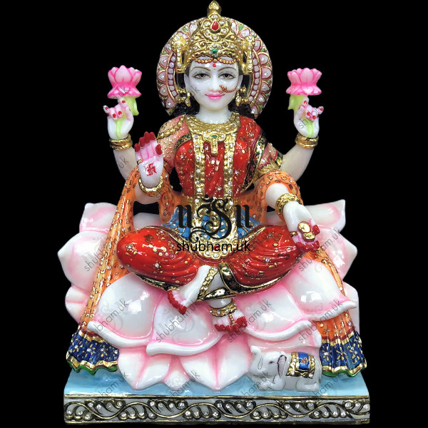 Buy Goddess of Wealth Laxmi Mata White Marble Statue - 15 inch