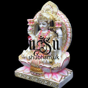 Hand Crafted Laxmi Mata Seated on Lotus Sinhasan Murti - 15 inch