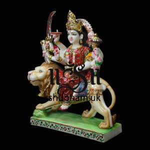 Goddess Durga Statue from White Marble - 16 inch Goddess Durga Statue from White Marble - 16 inch