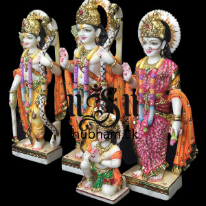 Hand Crafted Beautiful Ram Darbar Marble Statue Set - 18 inch Hand Crafted Beautiful Ram Darbar Marble Statue Set - 18 inch