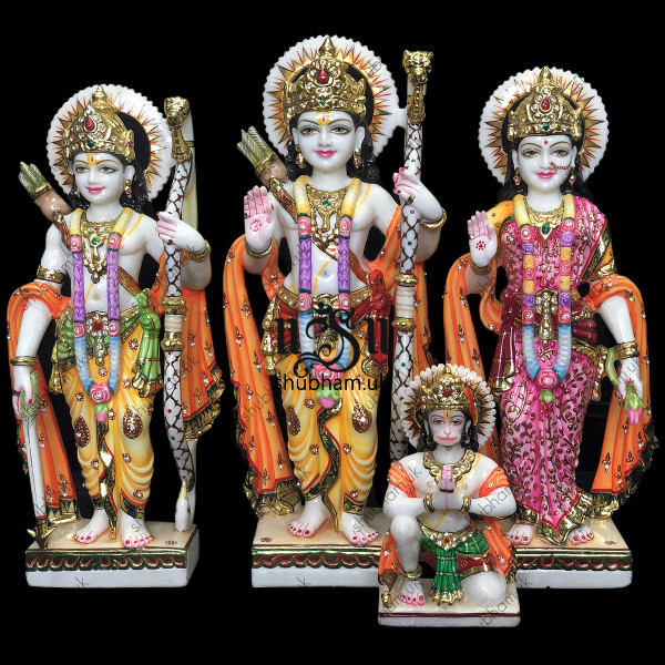Hand Crafted Beautiful Ram Darbar Marble Statue Set - 18 inch