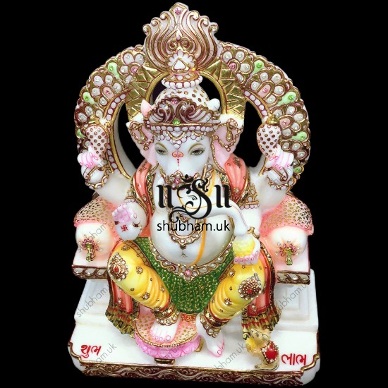 Exquisite God Ganesha Murti with Special Sinhasan - 15 inch