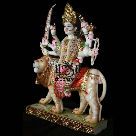 Exclusive Goddess Durga Maa made with Pure White Marble - 27 inch