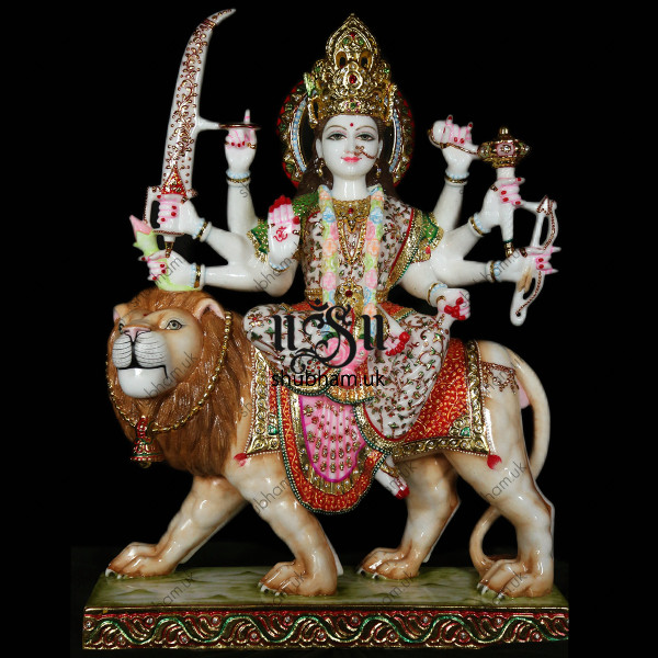 Exclusive Goddess Durga Maa made with Pure White Marble - 27 inch