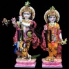 Standing Radha Krishna Marble Moorti with Ashrivad Hand - 15 inch