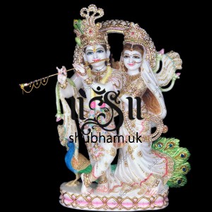 Exclusively Carved Radha Krishna Marble Statue UK - 27 inch