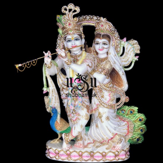 Exclusively Carved Radha Krishna Marble Statue UK - 27 inch