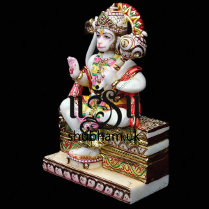 God Hanuman Ji Marble Murti from Pure White Marble - 12 inch God Hanuman Ji Marble Murti from Pure White Marble - 12 inch