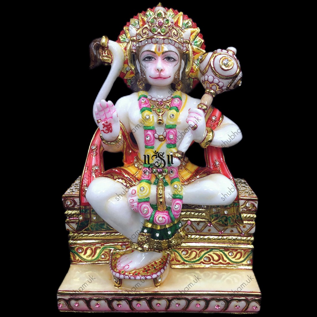 God Hanuman Ji Marble Murti from Pure White Marble